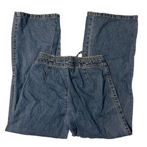 Vintage Americana Blues Wide Leg Drawstring Jeans